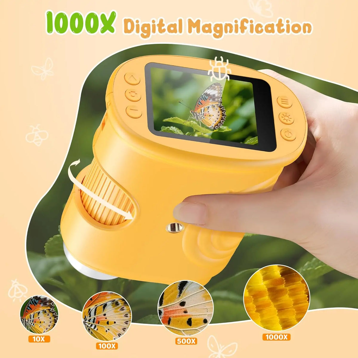 Microscope Numérique 1000x – Écran HD 2 Pouces | 6-12 ans