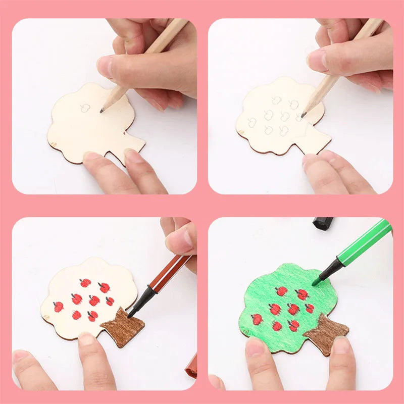 Lot de 20 Pochoirs en Bois – Dessin & Coloriage | 3-12 ans