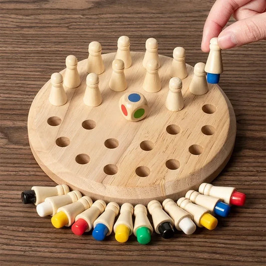 Jeu de Mémoire Montessori en Bois – Chevilles Colorées 2-6 Joueurs | Éveil 3 ans+