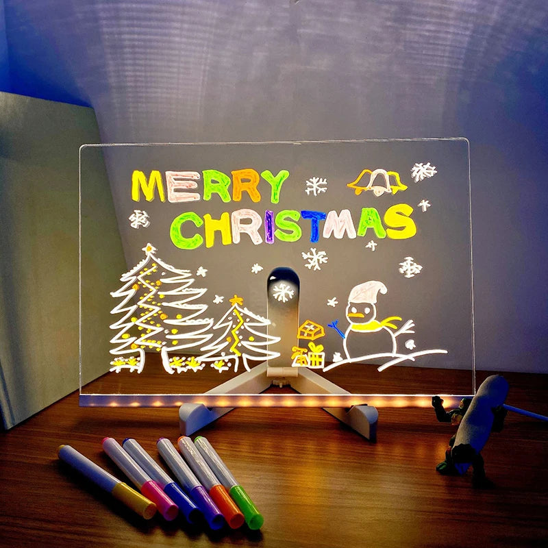 Ardoise Magique LED Acrylique – 7 Feutres & Support | 3-12 ans