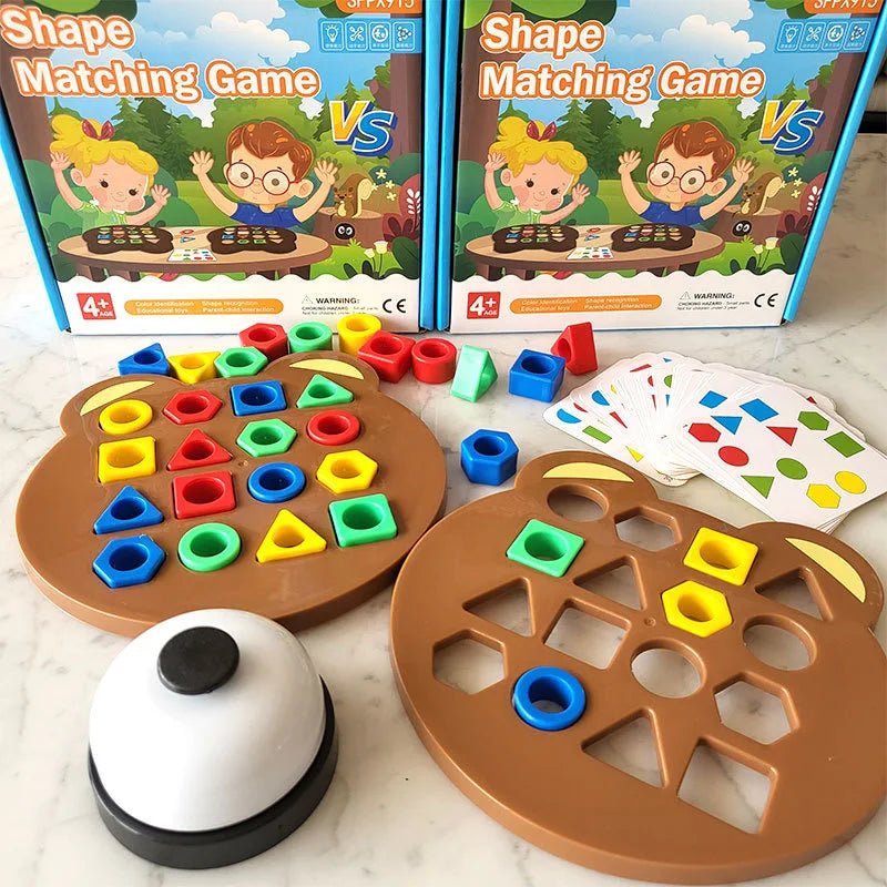 Puzzle Géométrique Petit Ours Montessori en Bois | 3-6 ans