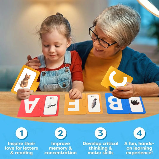 Set Apprentissage Alphabet – 26 Puzzles ABC Auto-Correctifs & 26 Flashcards A-Z | Maternelle 3-6 ans