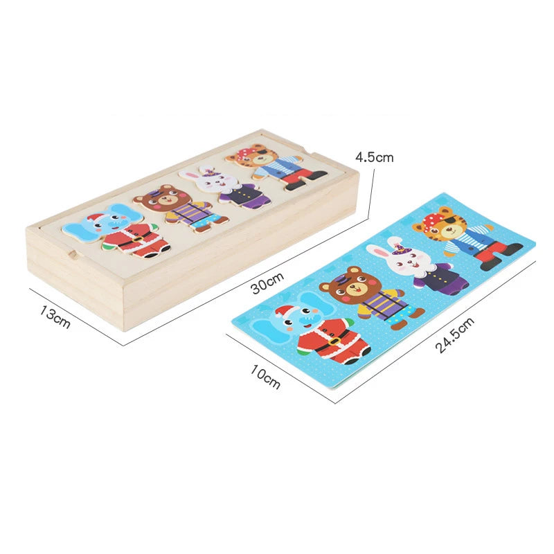 Puzzle d'Habillage Petit Ours Montessori en Bois | 3-6 ans