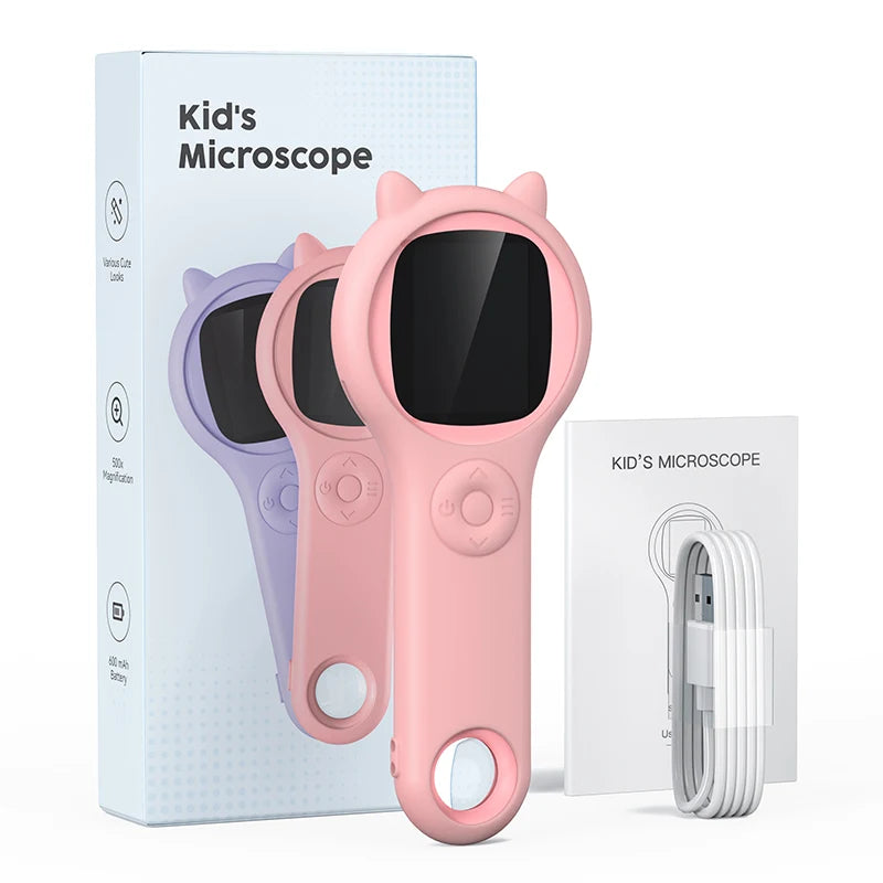 Microscope Numérique 500x – Écran IPS & 8 LED | 6-12 ans