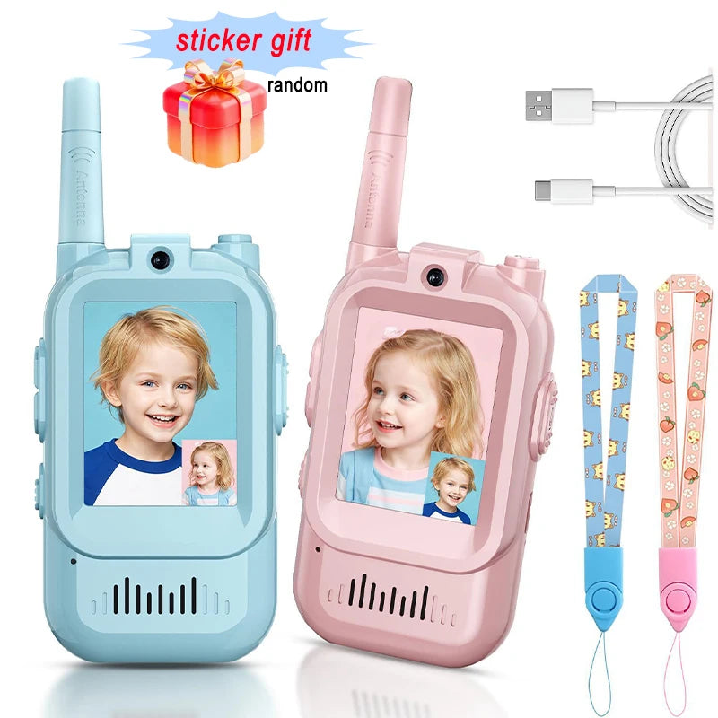 Talkies-Walkies Vidéo pour Enfants - Lot de 2 Rechargeables avec Écran HD et Changeur de Voix 3-12 ans