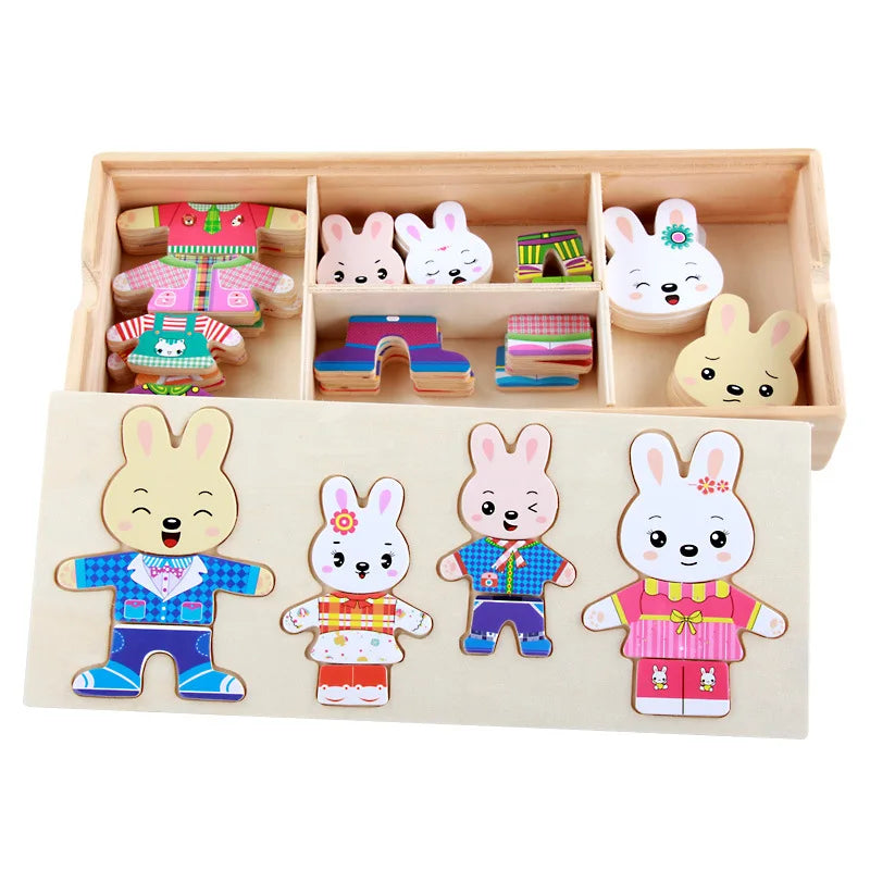 Puzzle d'Habillage Petit Ours Montessori en Bois | 3-6 ans