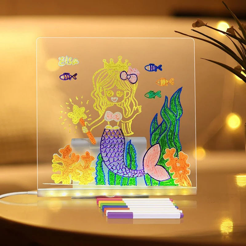 Ardoise Magique LED Acrylique – 7 Feutres & Support | 3-12 ans