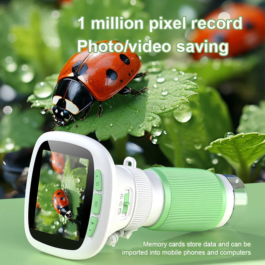 Microscope Portable pour Enfants avec Écran HD 2,4 Pouces - Mise au Point Rotative
