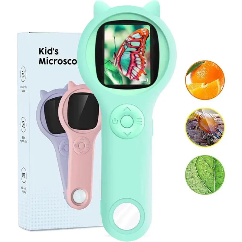 Microscope Numérique 500x – Écran IPS & 8 LED | 6-12 ans