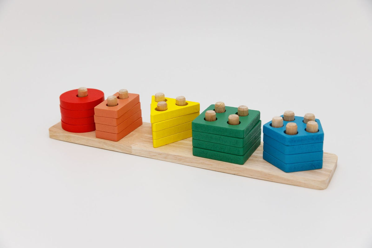 Empileur de formes géométriques en bois coloré, jouet éducatif 3-6 ans