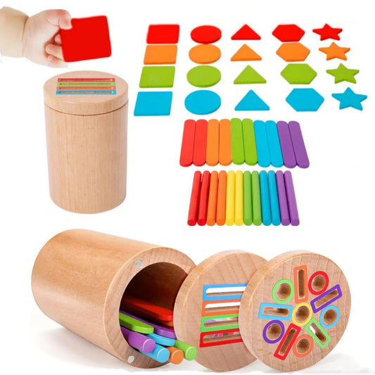 Jouet Montessori 3-en-1 en Bois – Tri Couleurs, Formes & Motricité Fine | Éveil 3-6 ans