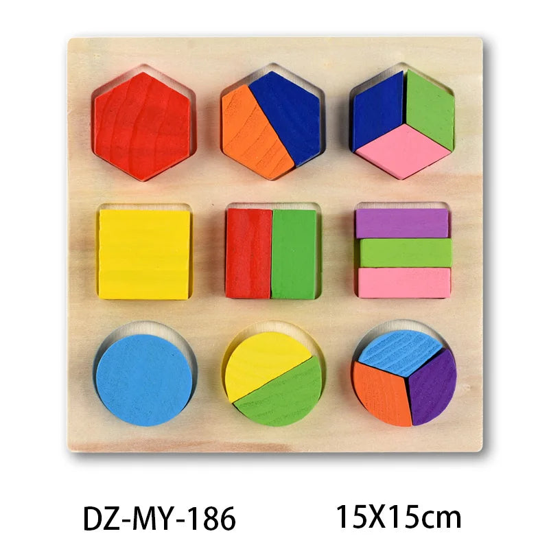 Puzzle Montessori en Bois – Animaux, Fruits & Formes Géométriques | Jouet Éducatif 3-6 ans