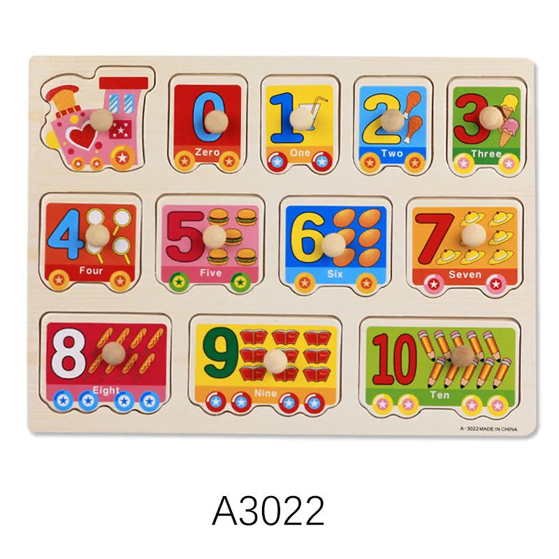 Puzzle Montessori en Bois – Animaux, Fruits & Formes Géométriques | Jouet Éducatif 3-6 ans