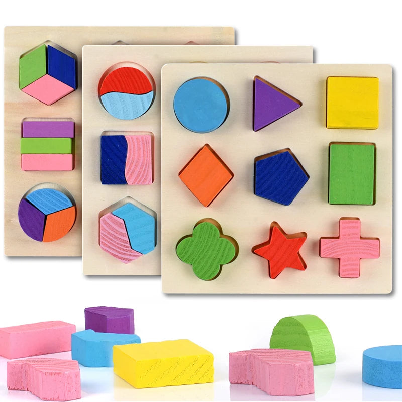 Puzzle Formes Géométriques Montessori en Bois – Tri Mathématique & Encastrement | Éveil 3-6 ans