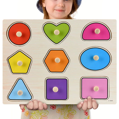 Puzzle Montessori en Bois – Animaux, Fruits & Formes Géométriques | Jouet Éducatif 3-6 ans
