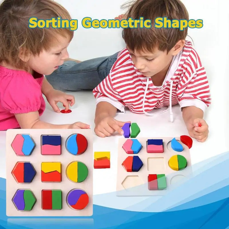 Puzzle Formes Géométriques Montessori en Bois – Tri Mathématique & Encastrement | Éveil 3-6 ans