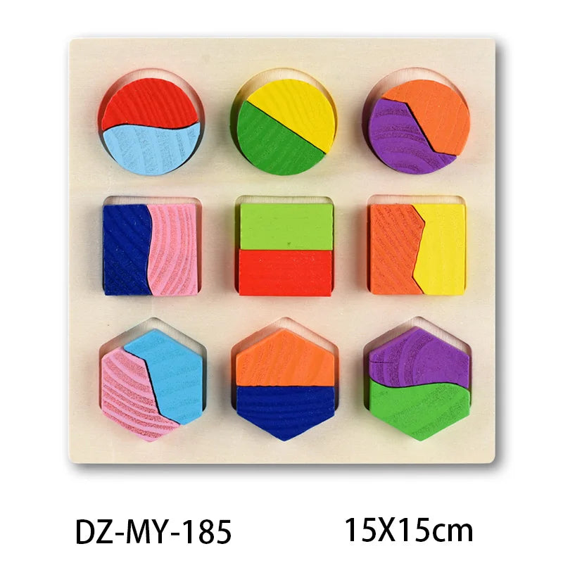 Puzzle Montessori en Bois – Animaux, Fruits & Formes Géométriques | Jouet Éducatif 3-6 ans