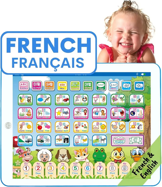 Tablette Bilingue Français-Anglais Montessori – Alphabet, Maths & Musique | Éveil 6-12 ans