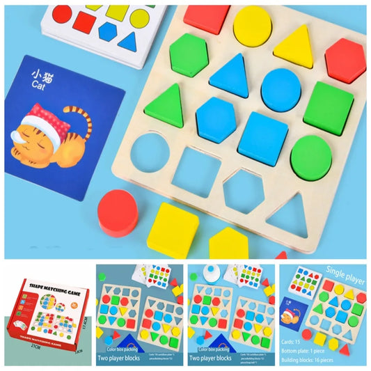 Jeu de Mémoire Formes & Couleurs Montessori en Bois – Association & Éveil | 3-12 ans