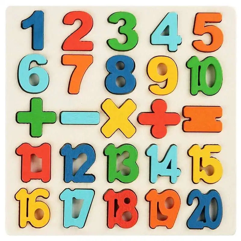 Puzzle Montessori en Bois - Lettres, Chiffres et Formes - Jeu Éducatif 3-6 ans