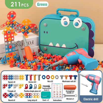 Mallette à Outils Électrique pour Enfants - Jeu de Construction Éducatif 211/351 Pièces