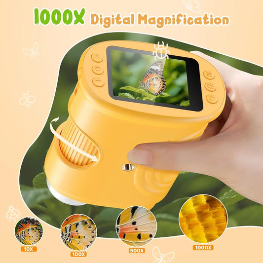 Microscope Numérique Portable 1000X pour Enfants - Écran HD 2 Pouces