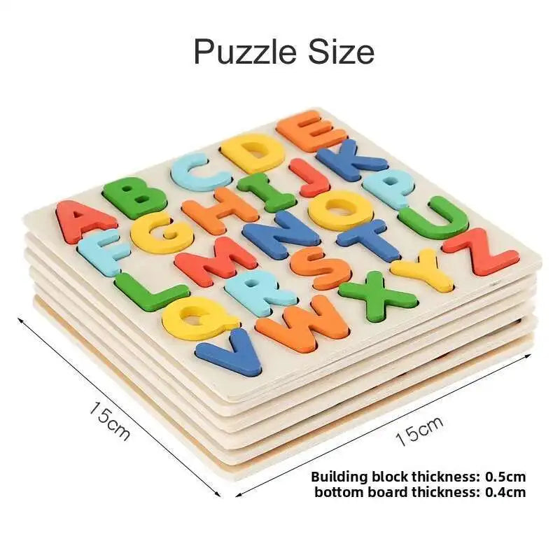 Puzzle Montessori en Bois - Lettres, Chiffres et Formes - Jeu Éducatif 3-6 ans