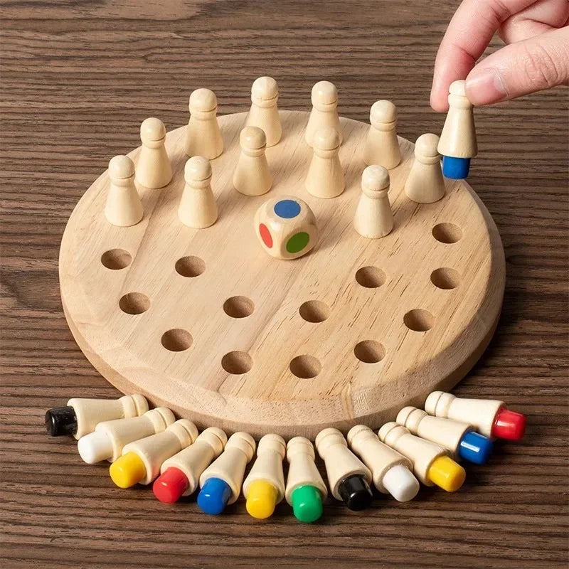 Jeu de Mémoire Montessori en Bois – Chevilles Colorées 2-6 Joueurs | Éveil 3 ans+