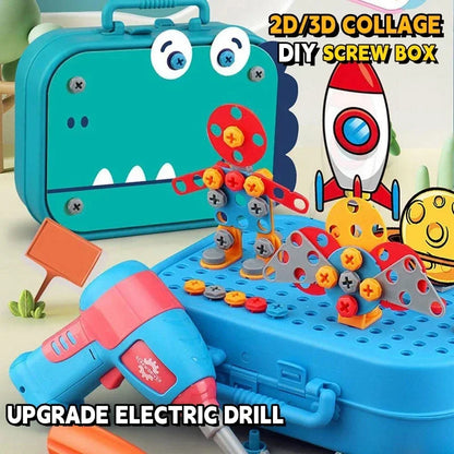 Boîte à Outils 3D avec Perceuse Électrique - Puzzle de Construction Éducatif pour Enfants