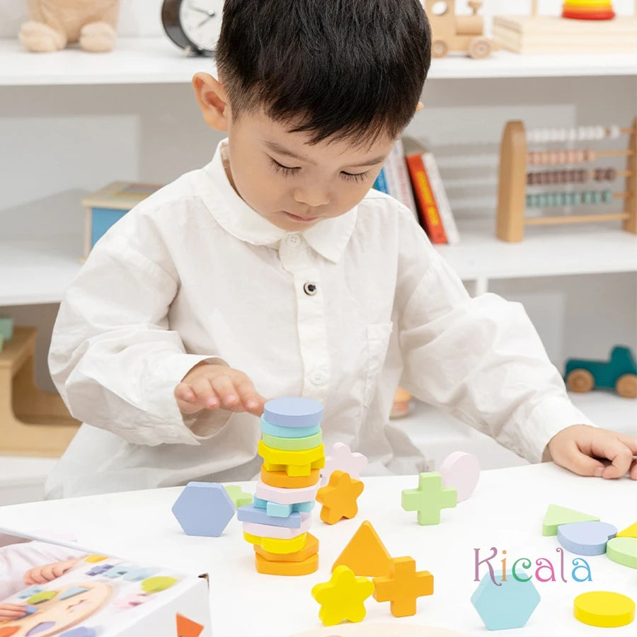 Plateau d'Association Formes & Couleurs Montessori – Puzzle Éveil & Logique | Bébé 0-6 ans