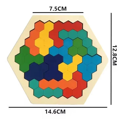 Puzzle Tangram Montessori en Bois - Jeu de Logique et Formes Géométriques 3-6 ans