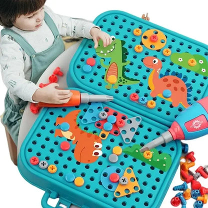 Boîte à Outils 3D avec Perceuse Électrique - Puzzle de Construction Éducatif pour Enfants