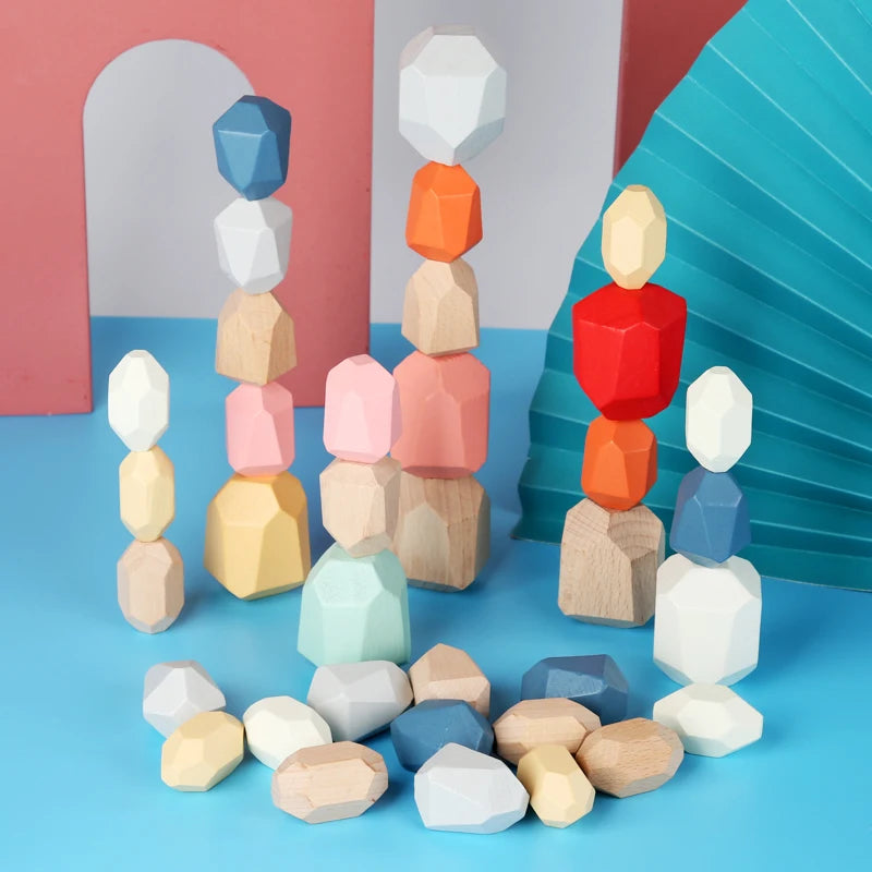 Pierres d'Équilibre en Bois Montessori