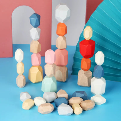 Pierres d'Équilibre en Bois Montessori