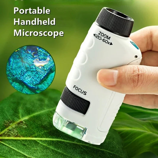 Mini Microscope de Poche 60-120X avec LED pour Enfants - Jouet Éducatif Scientifique