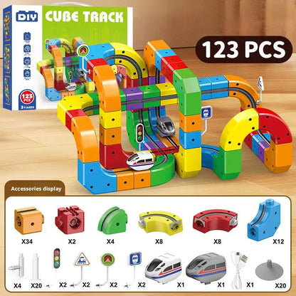 Circuit de Train Magique 3D Rechargeable USB - 51/81/123 Pièces - Jouet Éducatif STEM