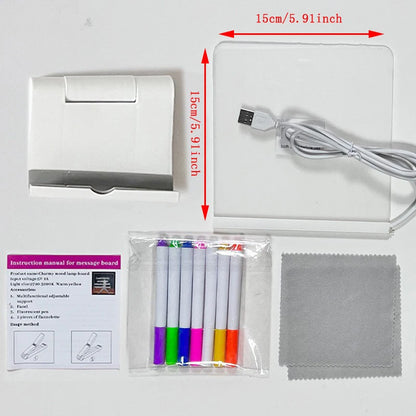 Tableau Lumineux LED Acrylique – Ardoise Magique Effaçable avec 7 Feutres Couleurs et Support