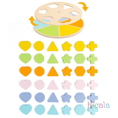 Plateau d'Association Formes & Couleurs Montessori – Puzzle Éveil & Logique | Bébé 0-6 ans