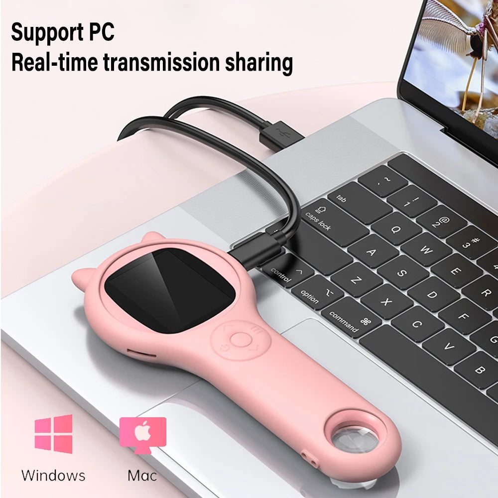 Microscope Électronique Portable 500x pour Enfants avec Écran LCD 2" Jouet Éducatif Science