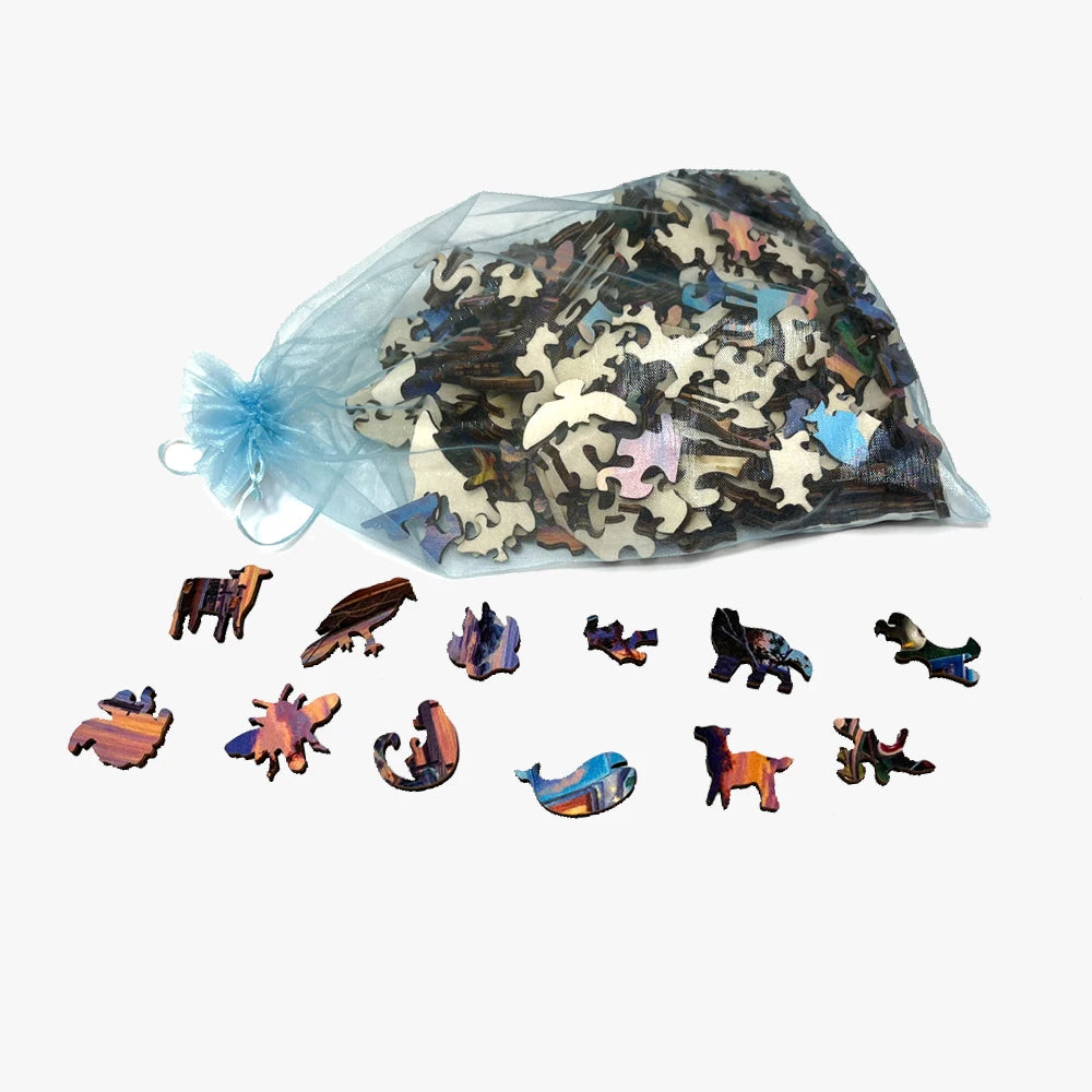 Puzzle en Bois Animaux Mystérieux - Jeu Éducatif Adulte et Enfant 14+