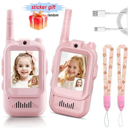 Talkies-Walkies Vidéo pour Enfants - Lot de 2 Rechargeables avec Écran HD et Changeur de Voix 3-12 ans