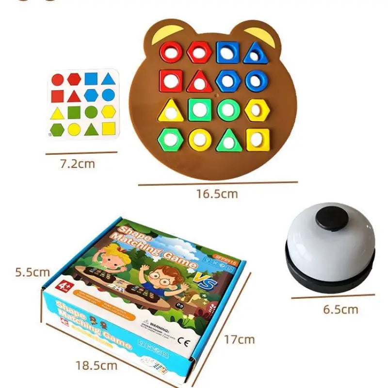 Puzzle Géométrique Petit Ours Montessori – Jeu de Plateau Parent-Enfant | Éveil & Logique