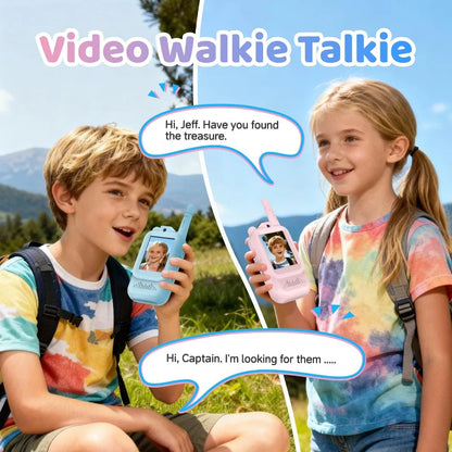 Talkie-Walkie Vidéo Enfant Rechargeable – Pack de 2 avec Écran | Appel en 1 Clic | Camping & Voyage