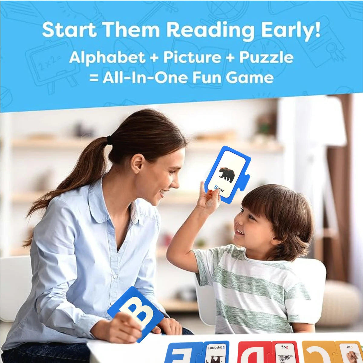 Set Apprentissage Alphabet – 26 Puzzles ABC Auto-Correctifs & 26 Flashcards A-Z | Maternelle 3-6 ans