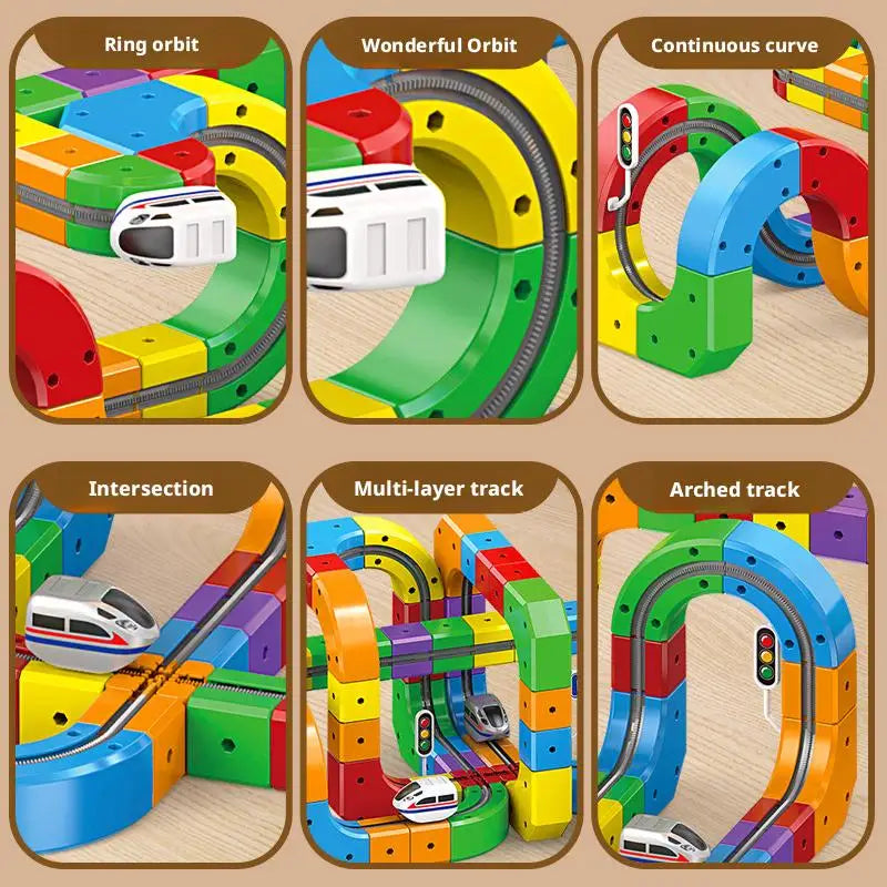Circuit de Train Magique 3D Rechargeable USB - 51/81/123 Pièces - Jouet Éducatif STEM