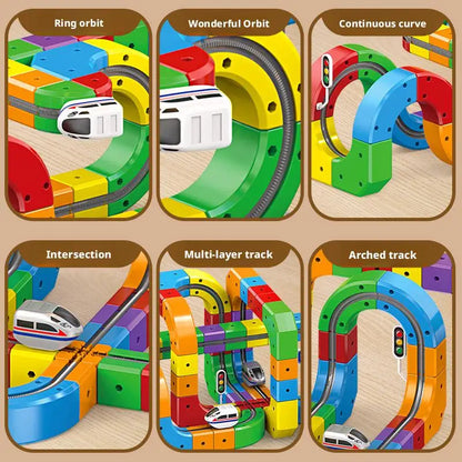 Circuit de Train Magique 3D Rechargeable USB - 51/81/123 Pièces - Jouet Éducatif STEM