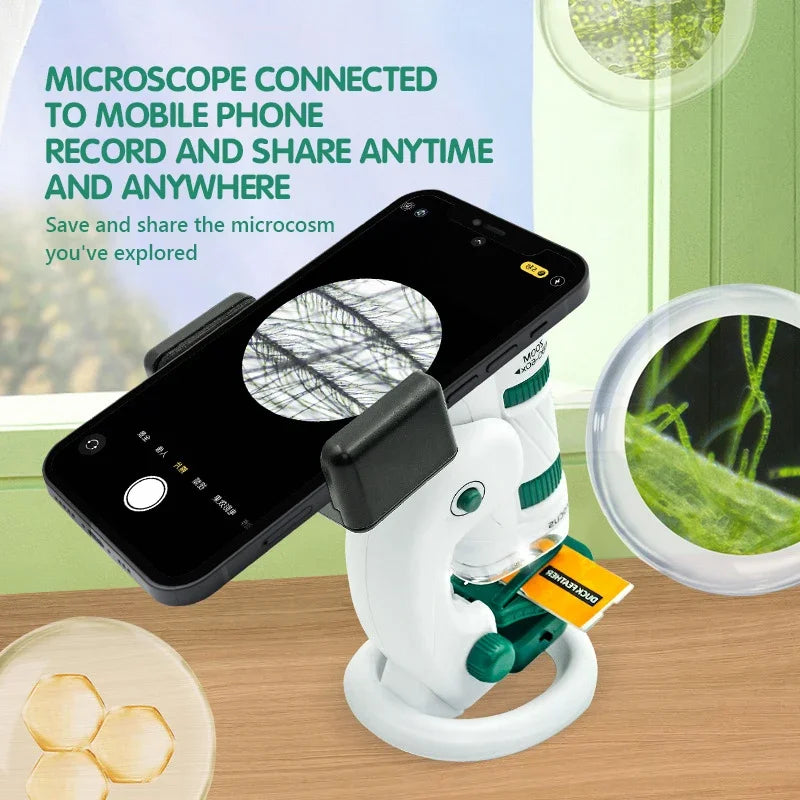 Mini Microscope de Poche 60-120X avec LED pour Enfants - Jouet Éducatif Scientifique