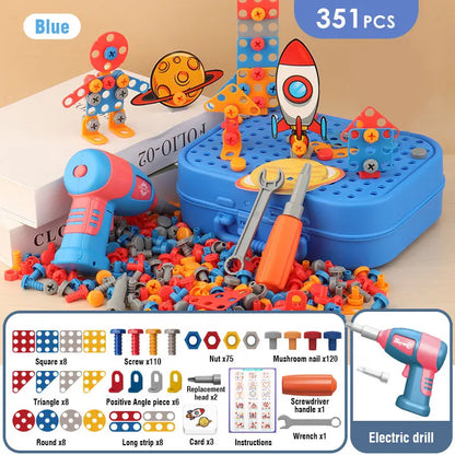 Mallette à Outils Électrique pour Enfants - Jeu de Construction Éducatif 211/351 Pièces