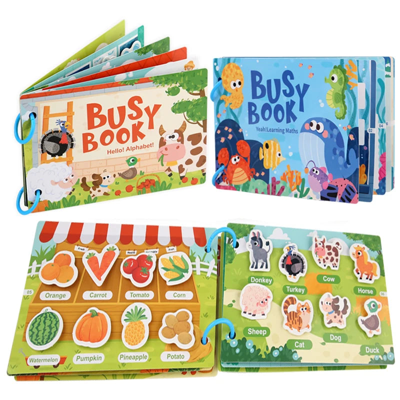 Livre Autocollants Réutilisables Montessori – Puzzle DIY Scènes & Personnages | Jouet Éducatif 0-6 ans