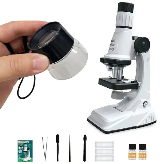 Microscope  Éducatif pour Enfants 200x-600x-1200x avec Lumière LED - Kit Science STEM